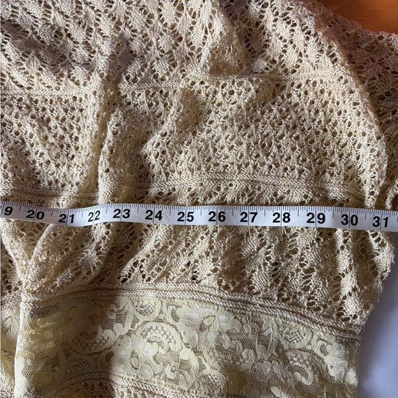 Anthropologie Moth Oversized Crochet Sweater Size L Tan Linen Fairy Shabby Chic - Picture 5 of 7